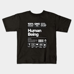 100% Human Being Funny Label Design Kids T-Shirt